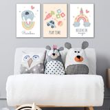 3'lü Çocuk Odası Kanvas Tablo Seti Model 12 - Bebek Odası Duvar Dekoru - Sevimli 3 Parça Tablo Dekorasyonu, 25x35 cm