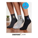 3'Lü Çorap Seti ★ Erkek Kısa Konç Çorap ★ Mevsimlik Rahat Penye ★ Füme, Gri, Siyah (40-45)