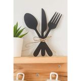 3'lü Dekoratif Ahşap Çatal-Kaşık-Bıçak Seti Mutfak, Kahve Köşesi, Dolap, Raf, Askı Süsü(19 cm)