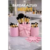 3Lü Dekoratif Masa Üstü Fırçalık/Kalemlik Pembe