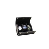 3’lü Deri Saat Kutusu Silindir Tasarım Taşınabilir Saat Saklama Organizer 19x11x7 cm(Siyah)