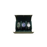 3’lü Deri Saat Kutusu Silindir Tasarım Taşınabilir Saat Saklama Organizer 24x11x7 cm (Haki)