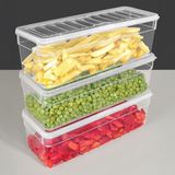 3'lü Derin Mikrodalga Uyumlu Erzak Gıda Saklama Kabı - Şeffaf Kapak Düzenleyici Organizer Set 2470ML
