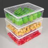 3'lü Derin Mikrodalga Uyumlu Erzak Gıda Saklama Kabı - Şeffaf Kapak Düzenleyici Organizer Set 5300ML
