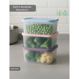 3'lü Dipfriz Saklama Kabı - No Frost Silikon Kapaklı | Derin Dondurucu Düzenleyici - Bpa Free - 3150 ml - 3 Adet