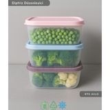 3'lü Dipfriz Saklama Kabı - No Frost Silikon Kapaklı | Derin Dondurucu Düzenleyici - Bpa Free - 675 ml