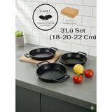 3’Lü Döküm Granit Tava Seti (18-20-22 Cm) Yapışmaz Yüzeyli Sahan