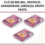 3'lü Dr.bee Bal, Propolis,karamürver, Zerdeçal Drops Pastil Paketi - 36 Adet Pastil