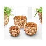 3'lü El Yapımı Doğal Hasır Yuvarlak Saksı Seti, Hasır El Yapımı Yuvarlak Örgü Saksı 3'lü Set, Saksı Seti, (22CM*15CM-18CM*13CM-14CM*11CM)