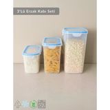 3'Lü Erzak Kabı Seti Kilitlenebilir Saklama Kabı Hava Almaz Bakliyat Kabı Bpa Free