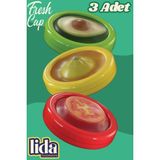 3'lü Freshcap -Meyve,sebze,soğan,limon ve Domates Saklama Kabı Esnek ve Yeniden Kullanılabilir - 3 Adet