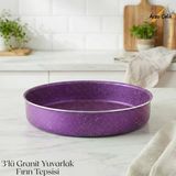 3Lü Granit Yuvarlak Fırın Tepsisi Seti - Violet