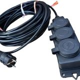 3’lü Grup Priz 3x2.5mm TTR Topraklı Siyah Kauçuk Uzatma Kablosu (25 METRE)