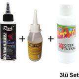3’lü Güçlü Yapıştırıcı Seti, Pva (100ML), SUPERFIX(120CC), Soğuk SILIKON(100ML) Hobi Dıy Tutkal Seti