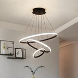 3lü Halka Siyah Led Avize Beyaz Işık Siyah