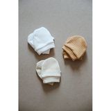 3Lü Hardal-Krem-Beyaz Yenidoğan Eldiven Set Model 1