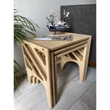 3'lü Huş Ağacı, iskandinav tasarım, Plywood Folki Zigon Sehpa, Sehpa, Orta Sehpa, Yan Sehpa
