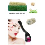 3'lü Kabak Lifli Aloe Vera Peeling Cilt Bakım Yenileme Titanyum Dermaroller Leke,Akne Ruşur Taşı