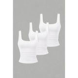 3'lü Kadın Askılı Body Crop Atlet Basic Kare Yaka Esnek Likralı Toparlayıcı Günlük Bluz - Beyaz - M