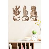 3’lü Kaktüs Set Duvar Dekoru-Süsü, Ahşap Dekoratif Tablo Ceviz 30 x 50 UNTNM177