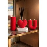 3'lü Kalpli Seni Seviyorum Mum Seti Doğal Soya Mum Romantik Mum Seti - Kırmızı