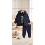 3'lü Kapitone Baskılı Erkek Bebek Takım 6-9 Ay 9-12 Ay 12-18 Ay 18-24 Ay Yenidoğan Bebek Takım Yelek+Uzun Kollu Kapüşonlu Body+Pijama Erkek Bebek Takım - 6 - 9 Ay - Lacivert