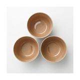 3'lü Karamel Kahve Seramik Kase Seti, Özel Çatlak Dokulu (Crackle) Tasarım Çerezlik ve Sosluk, Modern Kahvaltılık Sunum Kasesi, Derin ve Şık Meze Tabağı Takımı (Bej/kahve) - Option-1 - Ahşap
