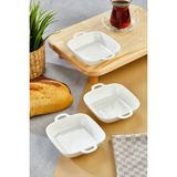 3’lü Kare Kulplu Porselen Kase Seti 15X12X3,5 cm – Kahvaltılık, Meze, Reçellik, Sosluk ve Şık Sunumluk - Beyaz