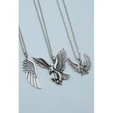 3'lü Kartal Büyük Kanat Gümüş Kaplama Kolye Seti -