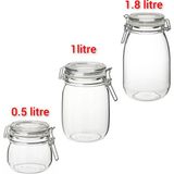3'lü Kavanoz Seti Kilitli Sızdırmaz Saklama Kavanozu Ikea Şeffaf Kavanoz (0,5 Lt + 1 Lt + 1,8 Lt )