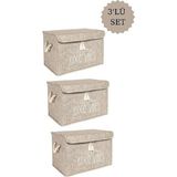 3’lü Keçe Kapaklı Mini Organizer Seti, Banyo ve Mutfak Için Kullanışlı - Seçenek 1 - Ahşap - Bej