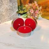 3’lü Kırmızı Tealight Soy Wax Doğal Mum - Büyük Boy | Premium Seri