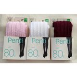 3'lü Kız Çocuk Desenli Külotlu Çorap ( Çocuk Kilotlu Çorap ) - Pembe - Beyaz - Bordo - 2 - 3 Yaş