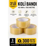3'lü Koli Bandı 45 mm x 100 Metre – Şeffaf Paketleme ve Kargo Bandı - 300