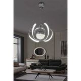 3'lü Kristal LED Avize, 3 Renk Kumandalı, Krom, Şık ve Modern Aydınlatma - Ahşap - Bej - Seçenek 1