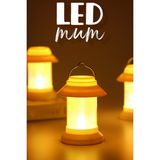 3lü LED Mum Sokak Lambası Tip Kulplu Dumansız Pilli Alevli Dekoratif Yapay Mum Işıldak Beyaz 1036-9 - 3 Adet