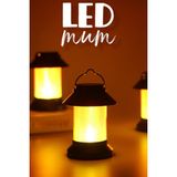 3lü LED Mum Sokak Lambası Tip Kulplu Dumansız Pilli Alevli Dekoratif Yapay Mum Işıldak Siyah 1036-9 - 3 Adet