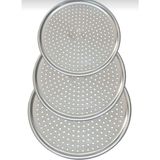 3'lü Lüx Çelik Delikli Pizza Tepsi Seti 28, 32, 36 cm - Seçenek 1 - Altın - Gümüş - Bakır