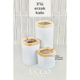 3'lü Lüx Vakum Kapaklı Silikon Contalı Erzak Saklama Kabı Bakliyatlık Baharatlık Mutfak Organizer - Bambu