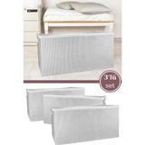 3’lü Mega Boy Yorgan Hurcu Set, Yorgan Yastık Battaniye Kıyafet Çamaşır Düzenleyici (80X60CM) 3 Adet - Beyaz - Gri - 80 x 60 x 40 cm