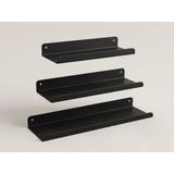 3’Lü Metal Duvar Rafı Yapışkanlı Raf Seti Banyo Rafı Mutfak Rafı Dekoratif Duvar Rafı Siyah Minimal Raf Organizer Seti 30-35-40 Cm