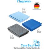 3’lü Mikrofiber Cam Bezi Seti – Sihirli Cam Bezi, Araba Cam Bezi, Iz Bırakmayan Cam Silme Bezi - 01-Mavi