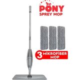 3’lü Mikrofiber Sprey Mop Seti, Temizlik Için Pratik ve Güçlü Gri Renk - Altın - Seçenek 1
