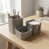 3'lü Minimal Ofis & Çalışma Masası Organizer Seti - Gri
