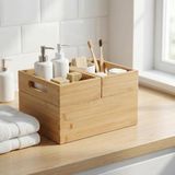 3'lü Modüler Bambu Organizer Set - Üst Üste Geçebilen Çok Amaçlı Çekmece Içi ve Masaüstü Düzenleyici Kutu - Banyo, Mutfak ve Ofis Için Ahşap Saklama Seti - 41 Delft Blue