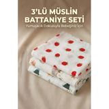 3’Lü Müslin Kumaş Bebek Battaniyesi Modern Desenli Günlük Kullanım Çok Amaçlı 80X90 Cm