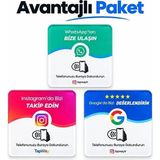3’lü Nfc Kart Avantajlı Paket – 1 Instagram Takip + 1 Google Değerlendirme Kartı + 1 Wp Kartı 9x9 cm Şeffaf Pleksi