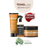 3'lü Onarıcı Saç Bakım Seti, Tuzsuz Şampuan 250ml, Saç Bakım Spreyi 250ml, Saç Bakım Maskesi 250ml