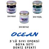 3'lü Opak & Transparan Sıvı Pigment Boya Seti Epoksi İçin Ocean 3 Adet Epoksi Boyası Deniz
