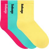 3'lü Paket- Kadın Basic Tenis Spor Soket Çorap - Pembe - Yeşil - 36 - 39